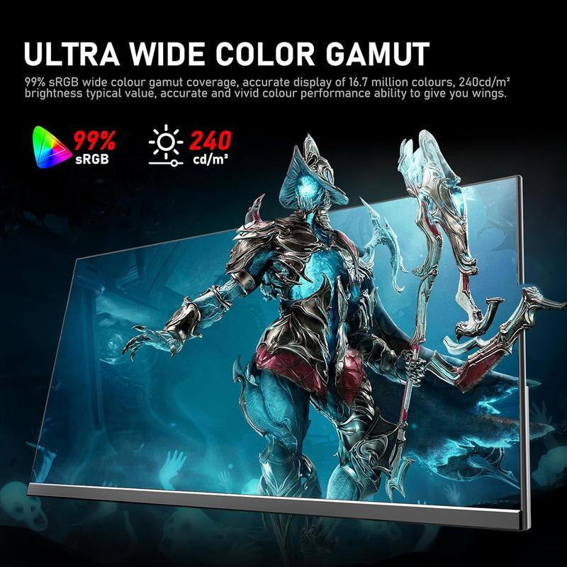 24.5 Inch IPS PC 200Hz Gaming Monitor, FHD 1080P Screen, 1Ms without Bezel, Freesync, 99% Srgb, 178 ° Angle View, Hdmi、Displayport, Compatible with Wall Mounting 75 * 75MM - Black