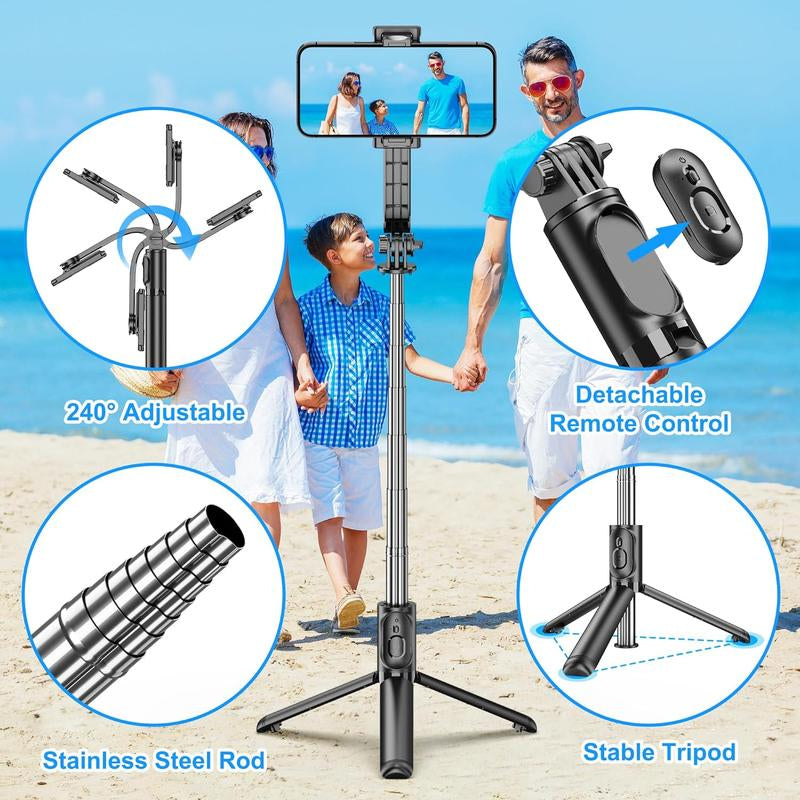 Extendable Selfie Stick Tripod with Wireless Remote Tripod Stand, Portable, Lightweight, Compatible with Iphone 15 14 13 12 Pro Xs Max X 8Plus, Samsung Smartphone and More