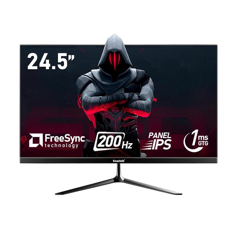 24.5 Inch IPS PC 200Hz Gaming Monitor, FHD 1080P Screen, 1Ms without Bezel, Freesync, 99% Srgb, 178 ° Angle View, Hdmi、Displayport, Compatible with Wall Mounting 75 * 75MM - Black