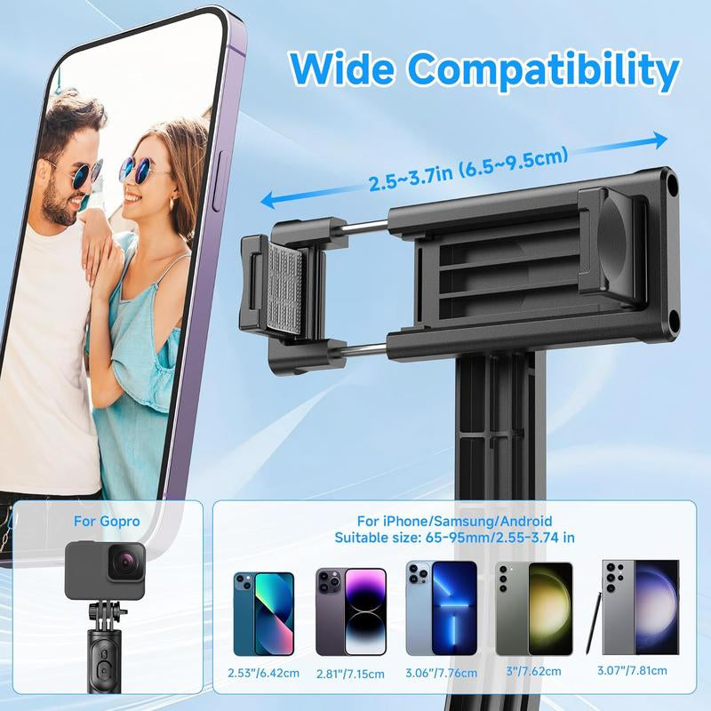Extendable Selfie Stick Tripod with Wireless Remote Tripod Stand, Portable, Lightweight, Compatible with Iphone 15 14 13 12 Pro Xs Max X 8Plus, Samsung Smartphone and More